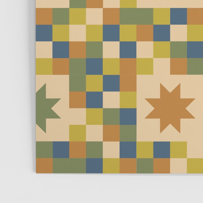 Colorful Quilt Plaid geometric pattern green and blue Poster Gallery Image 3