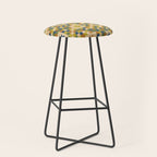 Colorful Quilt Plaid geometric pattern green and blue Stool Gallery Image 1