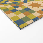 Colorful Quilt Plaid geometric pattern green and blue Welcome Mat Gallery Image 2
