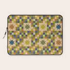 Colorful Quilt Plaid geometric pattern green and blue Laptop Sleeve Gallery Image 1