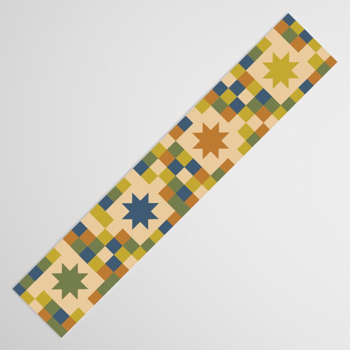 Colorful Quilt Plaid geometric pattern green and blue Table Runner Gallery Image 3