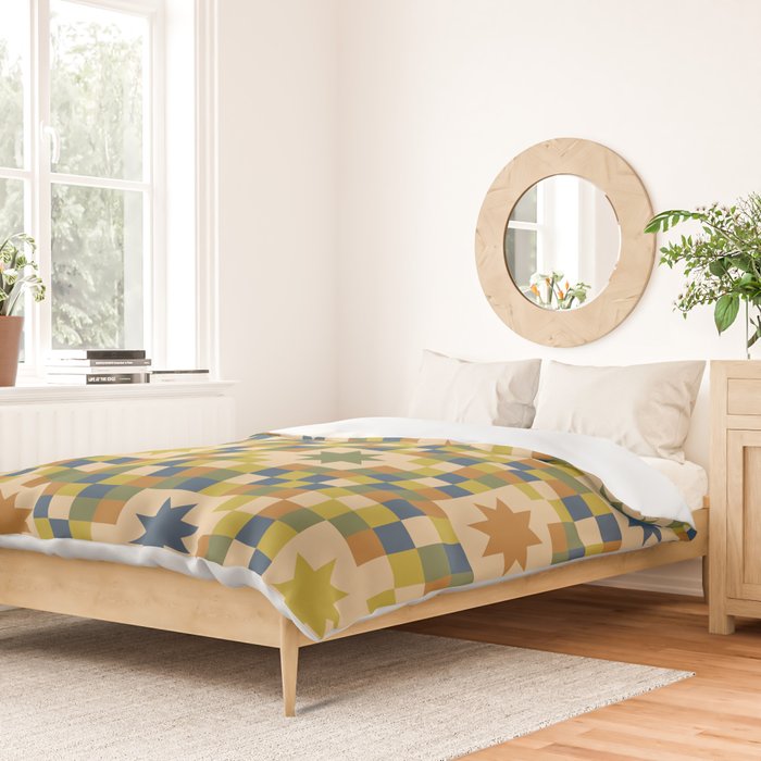Colorful Quilt Plaid geometric pattern green and blue Duvet Cover Gallery Image 2