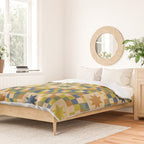Colorful Quilt Plaid geometric pattern green and blue Duvet Cover Gallery Image 2