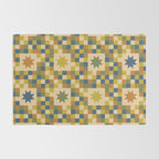 Colorful Quilt Plaid geometric pattern green and blue Rug Gallery Image 2
