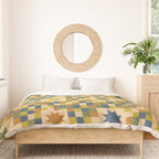 Colorful Quilt Plaid geometric pattern green and blue Duvet Cover Gallery Image 3