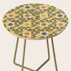 Colorful Quilt Plaid geometric pattern green and blue Side Table Gallery Image 2