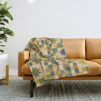 Colorful Quilt Plaid geometric pattern green and blue Throw Blanket Gallery Image 1