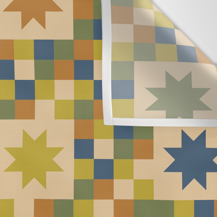 Colorful Quilt Plaid geometric pattern green and blue Wall Tapestry Gallery Image 3
