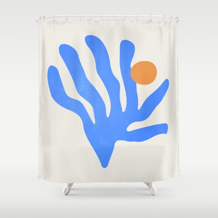 Jazz Blue Leaf: Matisse Series 02 | Mid-Century Edition Shower Curtain Gallery Image 1