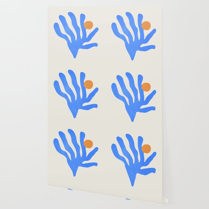 Jazz Blue Leaf: Matisse Series 02 | Mid-Century Edition Wallpaper Gallery Image 2