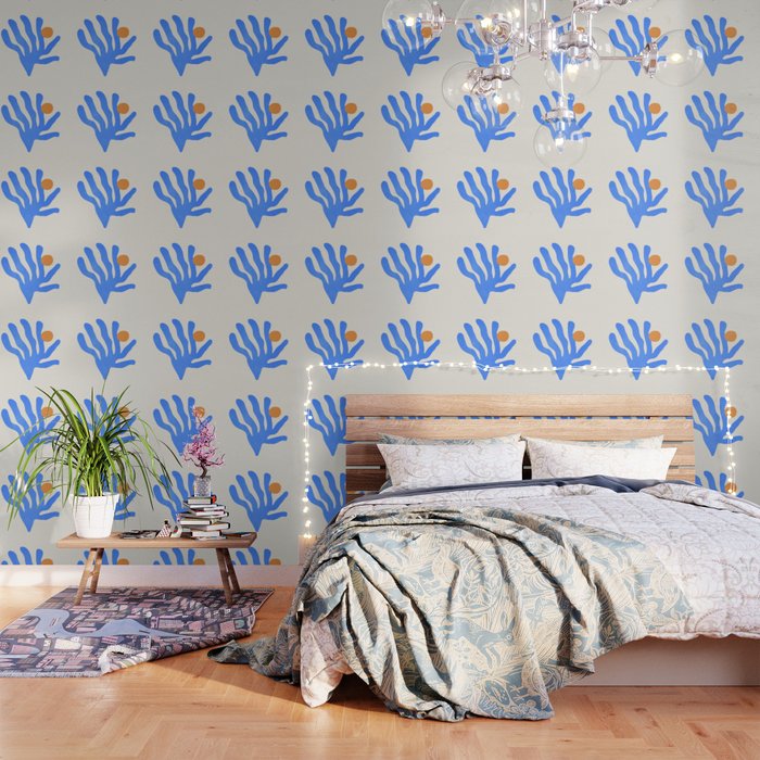 Jazz Blue Leaf: Matisse Series 02 | Mid-Century Edition Wallpaper Gallery Image 3