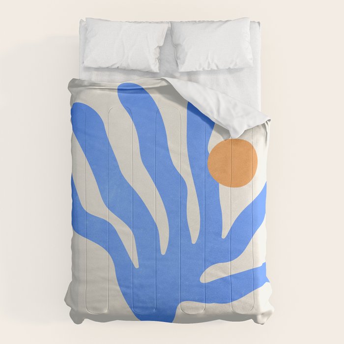 Jazz Blue Leaf: Matisse Series 02 | Mid-Century Edition Comforter Gallery Image 1