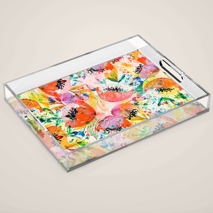 flowered Acrylic Tray Gallery Image 1