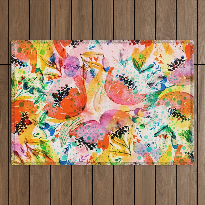 flowered Outdoor Rug Gallery Image 1
