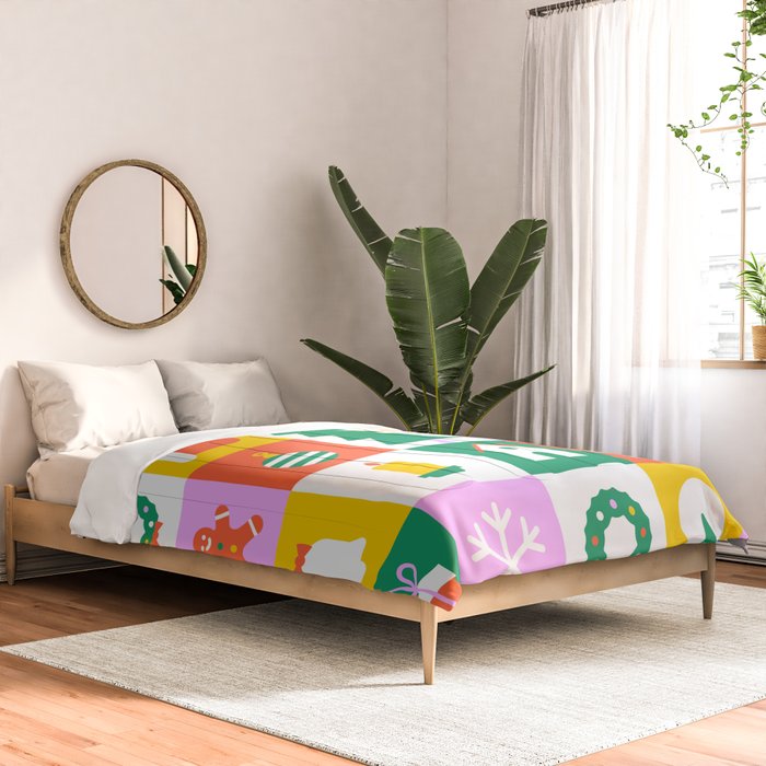 Christmas geometric mosaic art pattern Comforter Gallery Image 2