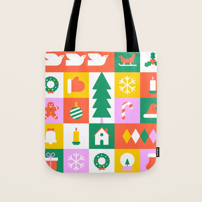 Christmas geometric mosaic art pattern Tote Bag Gallery Image 1