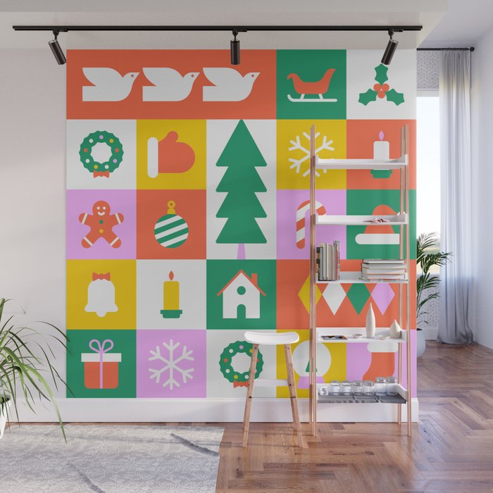 Christmas geometric mosaic art pattern Wall Mural Gallery Image 1