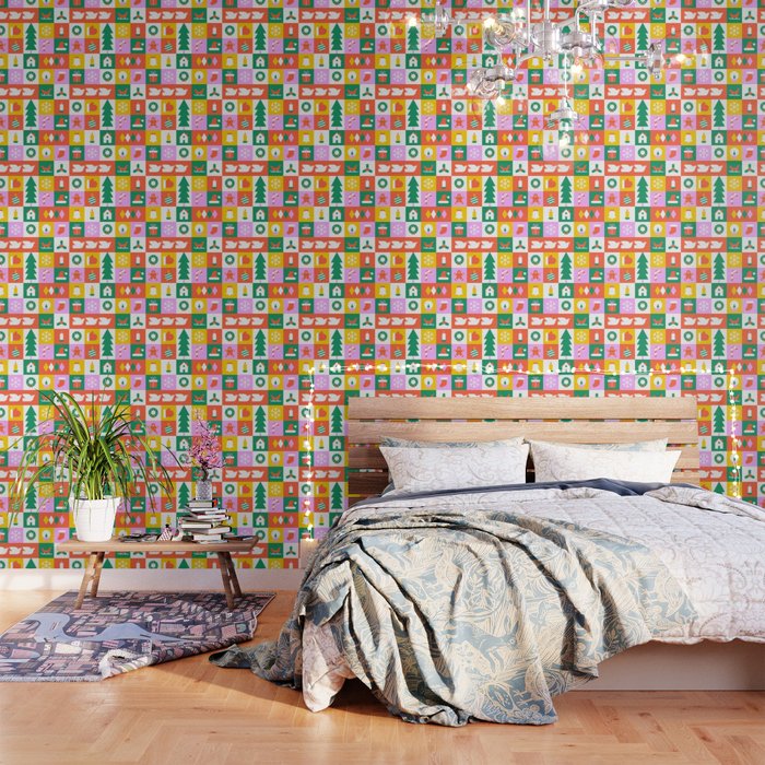 Christmas geometric mosaic art pattern Wallpaper Gallery Image 1