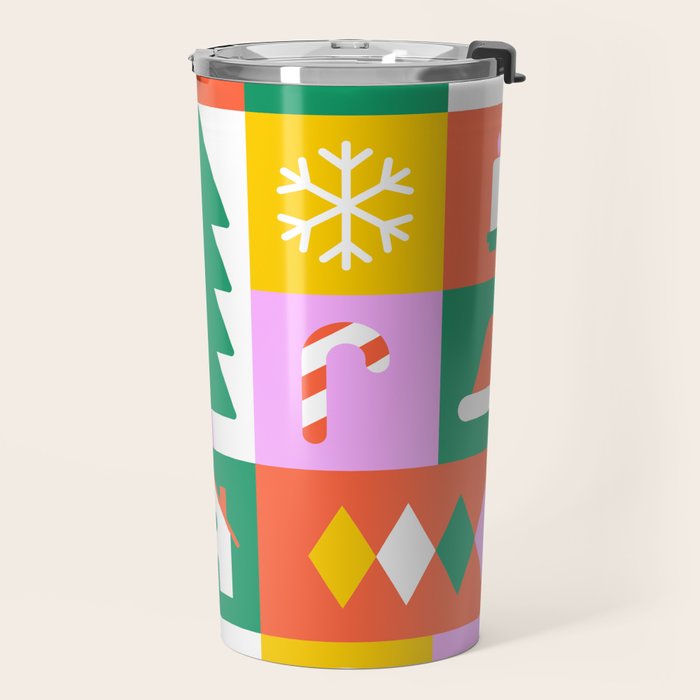 Christmas geometric mosaic art pattern Travel Mug Gallery Image 2