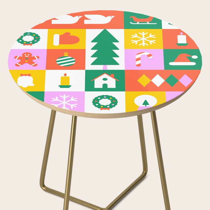 Christmas geometric mosaic art pattern Side Table Gallery Image 2