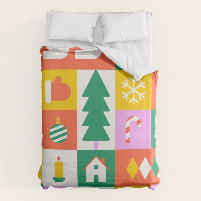 Christmas geometric mosaic art pattern Duvet Cover Gallery Image 6