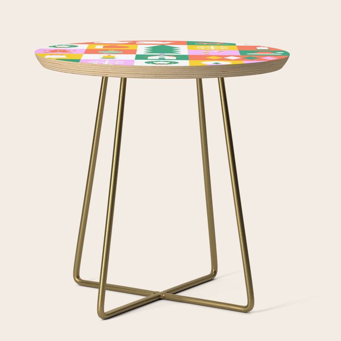 Christmas geometric mosaic art pattern Side Table Gallery Image 1