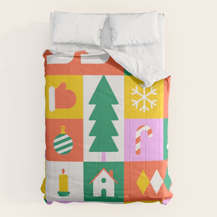 Christmas geometric mosaic art pattern Comforter Gallery Image 6