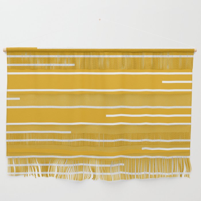 Minimal, Geometric Stripes Pattern In Yellow Wall Hanging
