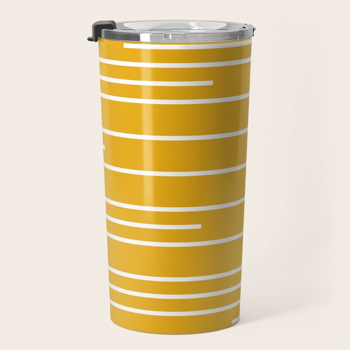 Minimal, Geometric Stripes Pattern in Yellow Travel Mug Gallery Image 3