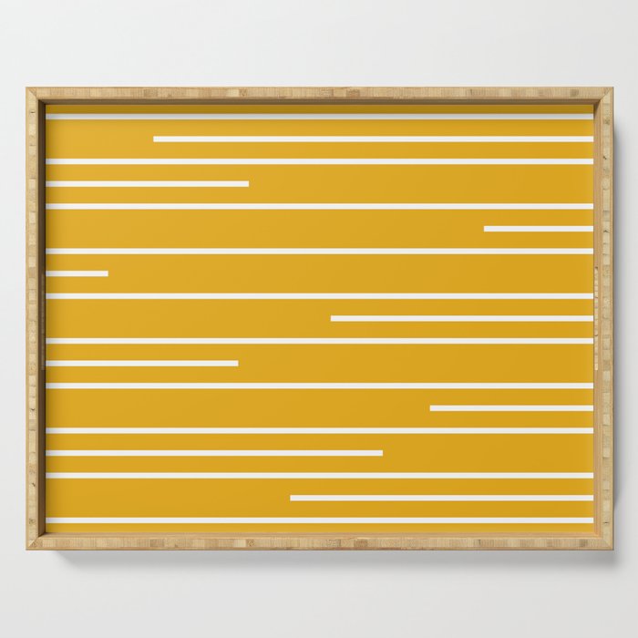 Minimal, Geometric Stripes Pattern in Yellow Serving Tray Gallery Image 1