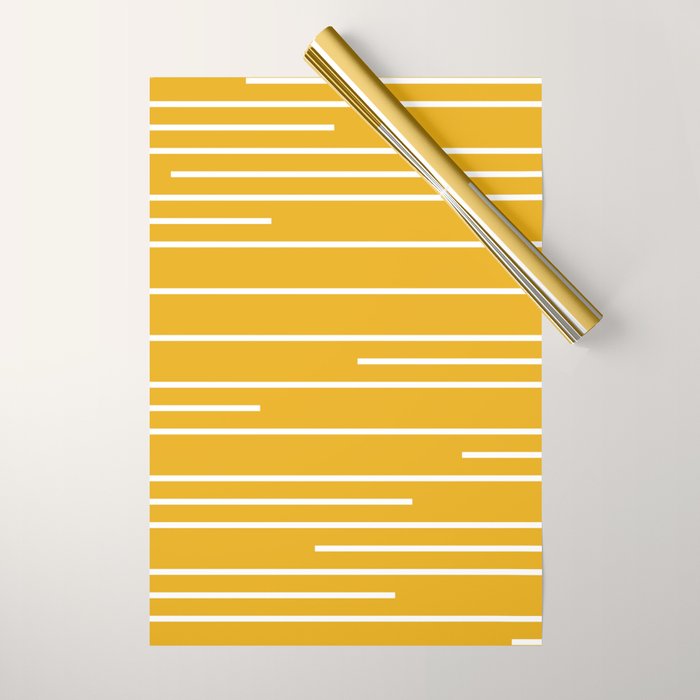 Minimal, Geometric Stripes Pattern in Yellow Wrapping Paper Gallery Image 1