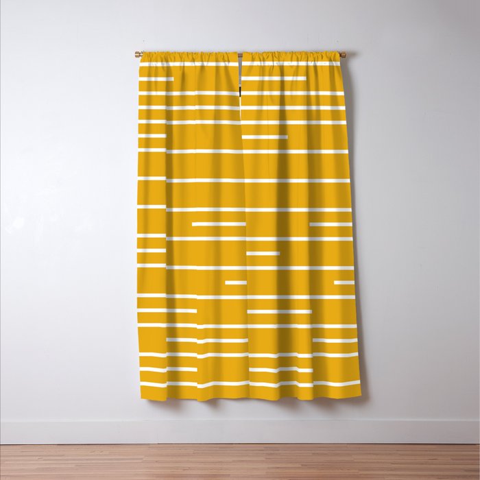 Minimal, Geometric Stripes Pattern in Yellow Window Curtain Gallery Image 3