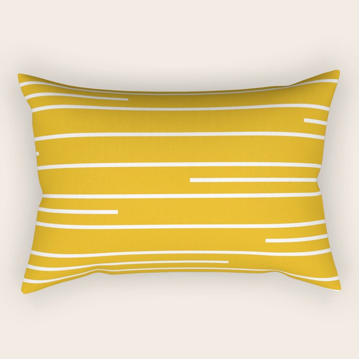 Minimal, Geometric Stripes Pattern in Yellow Rectangular Pillow Gallery Image 1