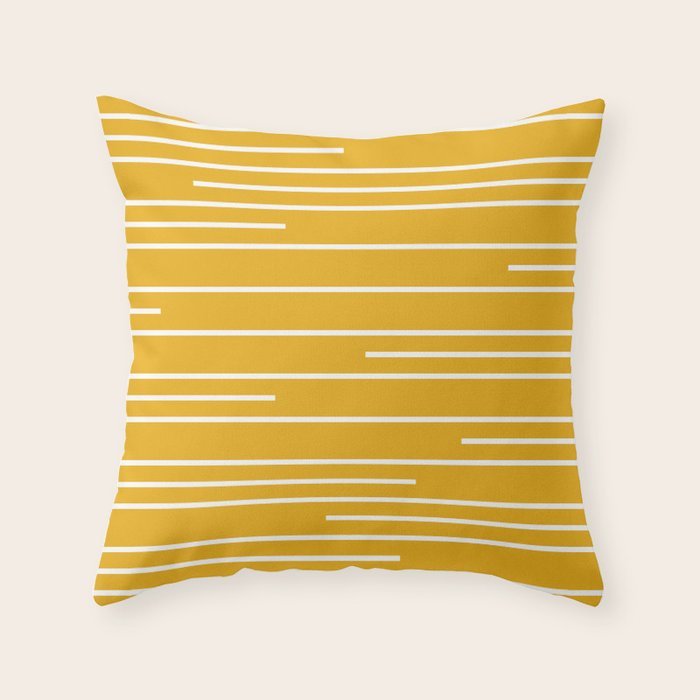 Minimal, Geometric Stripes Pattern in Yellow Throw Pillow Gallery Image 6