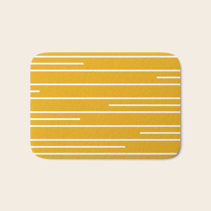 Minimal, Geometric Stripes Pattern in Yellow Bath Mat Gallery Image 1