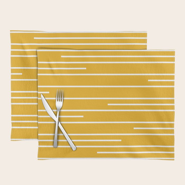 Minimal, Geometric Stripes Pattern in Yellow Placemat Gallery Image 1