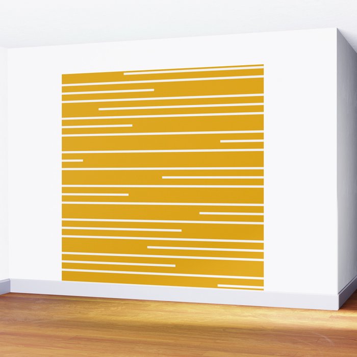 Minimal, Geometric Stripes Pattern in Yellow Wall Mural Gallery Image 2
