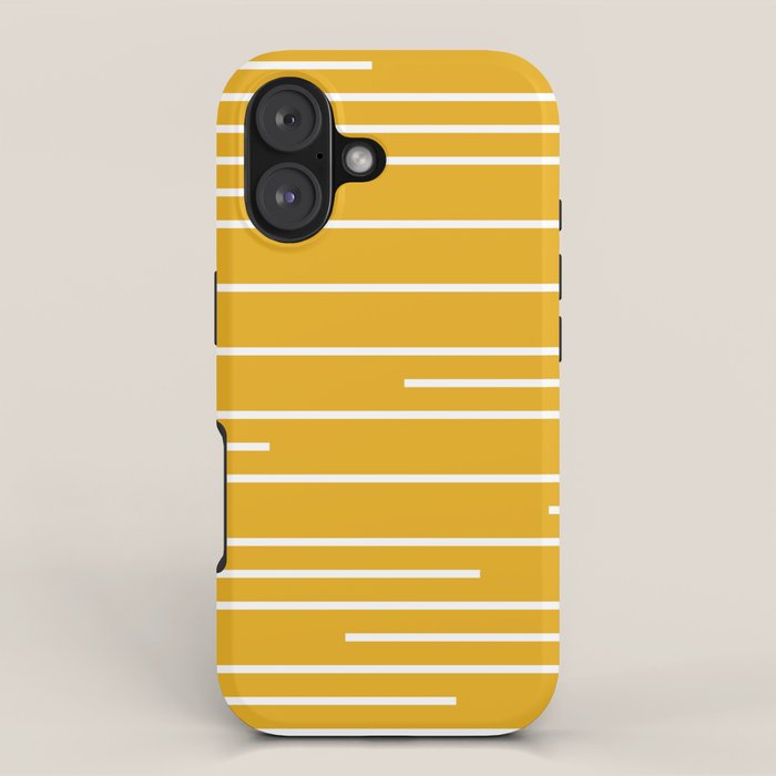 Minimal, Geometric Stripes Pattern in Yellow iPhone Case Gallery Image 1
