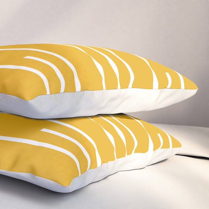 Minimal, Geometric Stripes Pattern in Yellow Pillow Sham Gallery Image 3