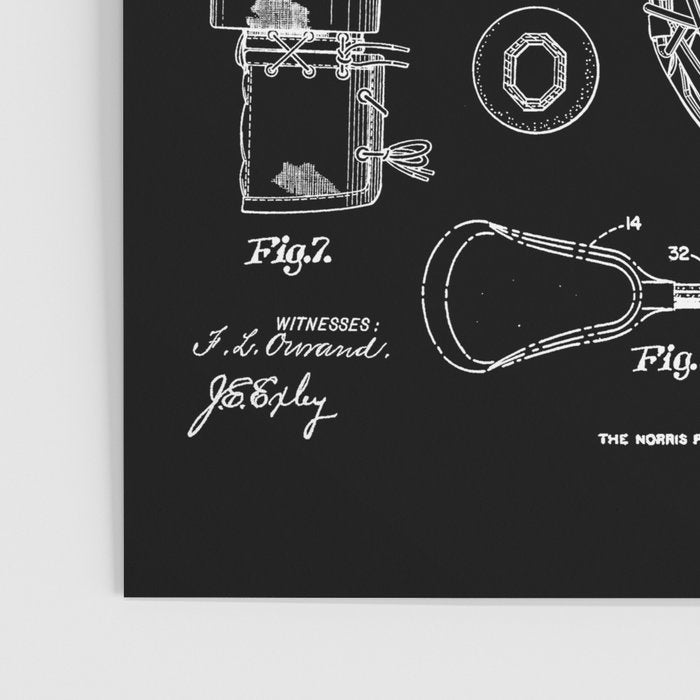 Lacrosse Player Equipment Vintage Patent Drawing Print Poster Gallery Image 3