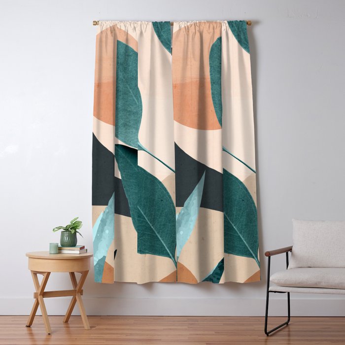 Abstract Art Tropical Leaves 9 Window Curtain Gallery Image 1