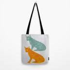 Twin Cats - Green and Orange Tote Bag Gallery Image 2