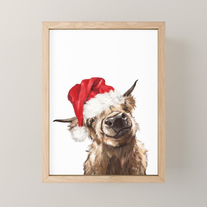 Christmas Highland Cow Mini Art Print Gallery Image 1
