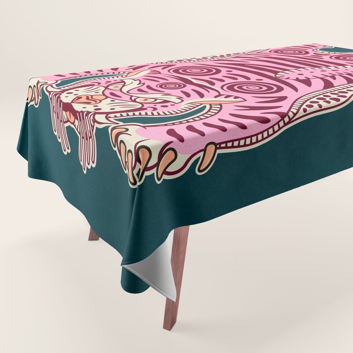 King Of The Jungle 02: Pink Tiger Edition Tablecloth Gallery Image 1