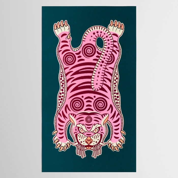 King Of The Jungle 02: Pink Tiger Edition Tablecloth Gallery Image 2