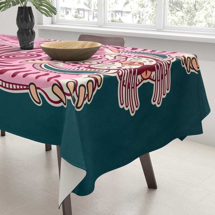 King Of The Jungle 02: Pink Tiger Edition Tablecloth Gallery Image 3