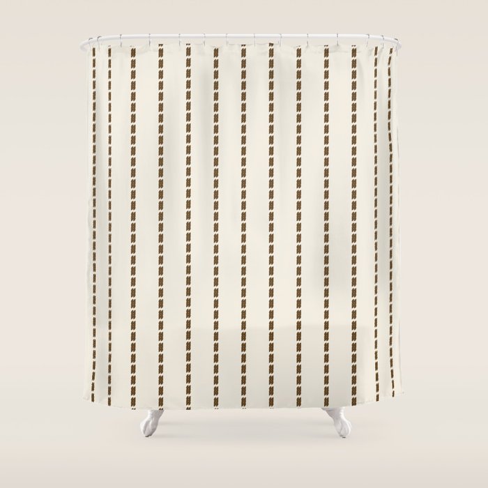 Dashed Lines (Cream & Chocolate) Shower Curtain Gallery Image 1