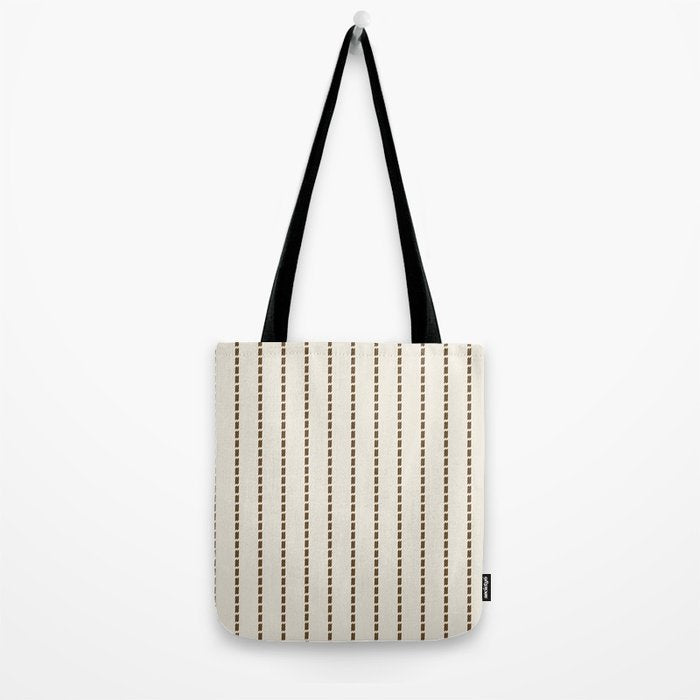 Dashed Lines (Cream & Chocolate) Tote Bag Gallery Image 2