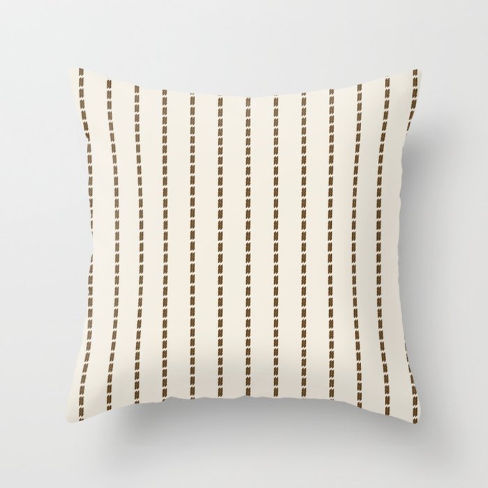 Dashed Lines (Cream & Chocolate) Throw Pillow Gallery Image 1