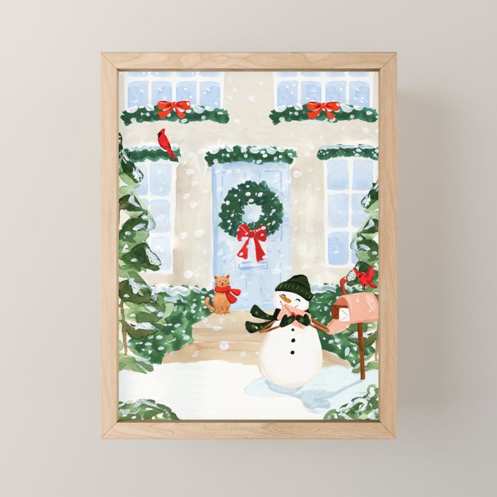 Winter Snowman Mini Art Print Gallery Image 1